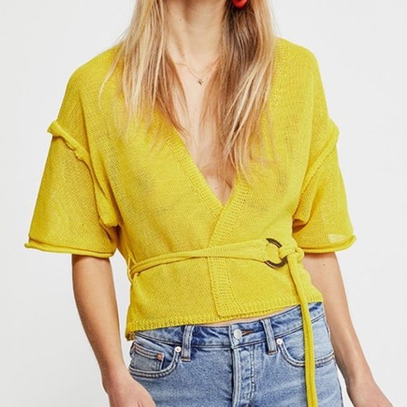 Free People Oh Hello Cardi Yellow. L - Picture 4 of 11